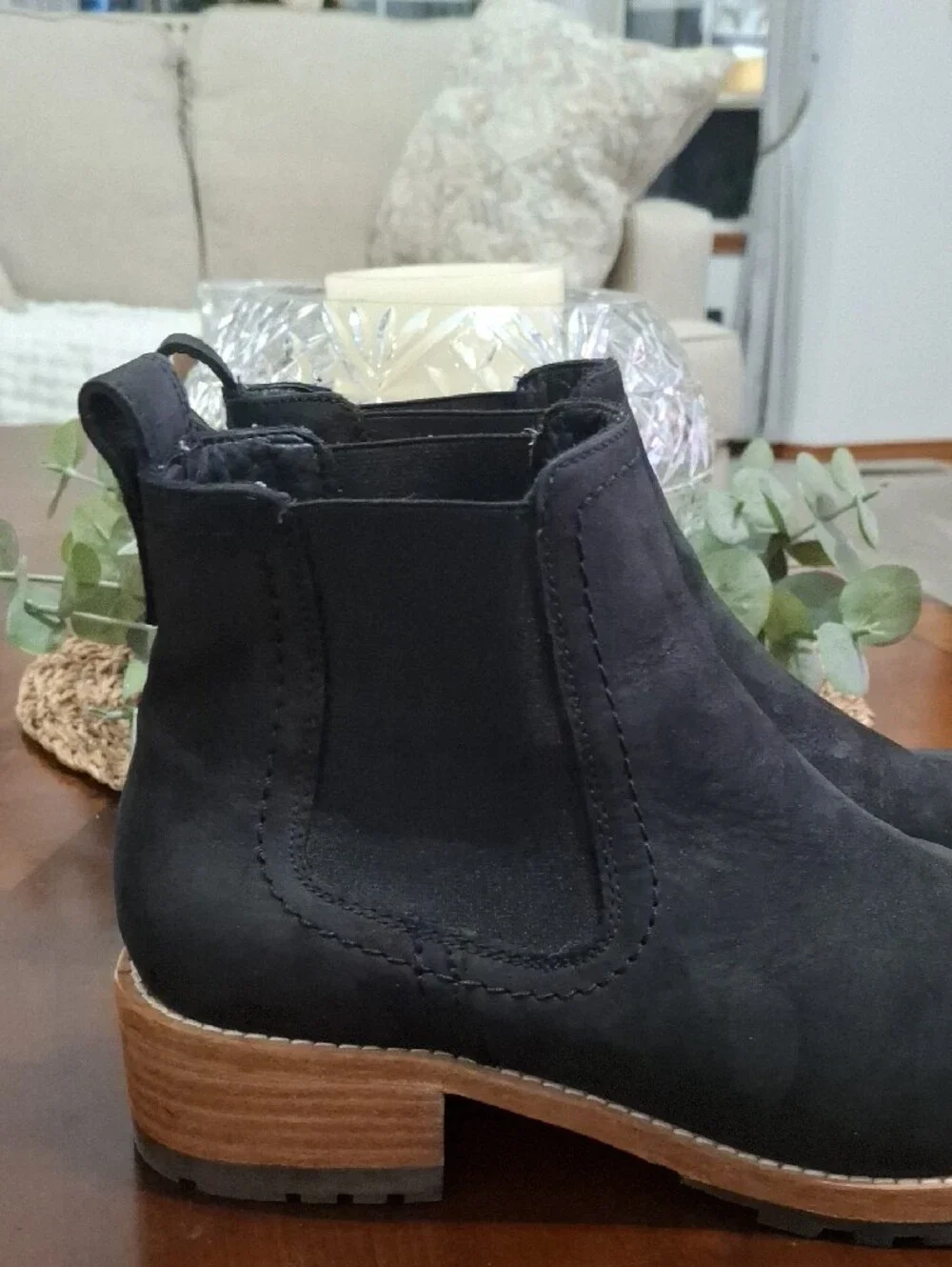Patina Portland Leather Co. Black Chelsea Ankle Boots - Suede Slip-On Booties